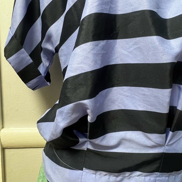 New York & Company Black and Lavender Striped Blouse - Picture 3 of 5
